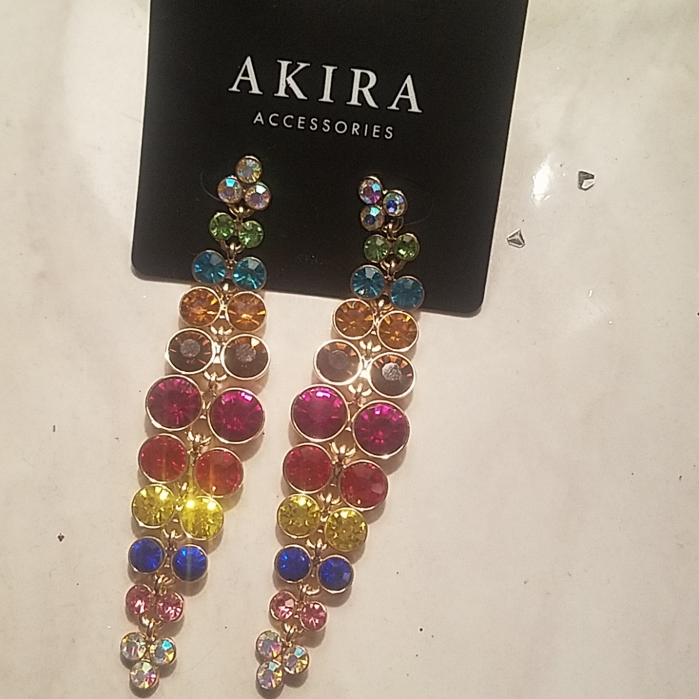 Long colorful bejeweled earrings
